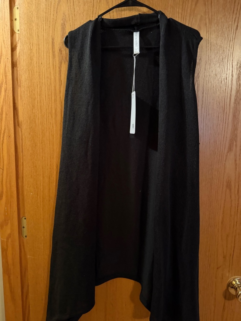Dear Scarlet Black Sleeveless Open-Front Draped Vested - Picture 4 of 5